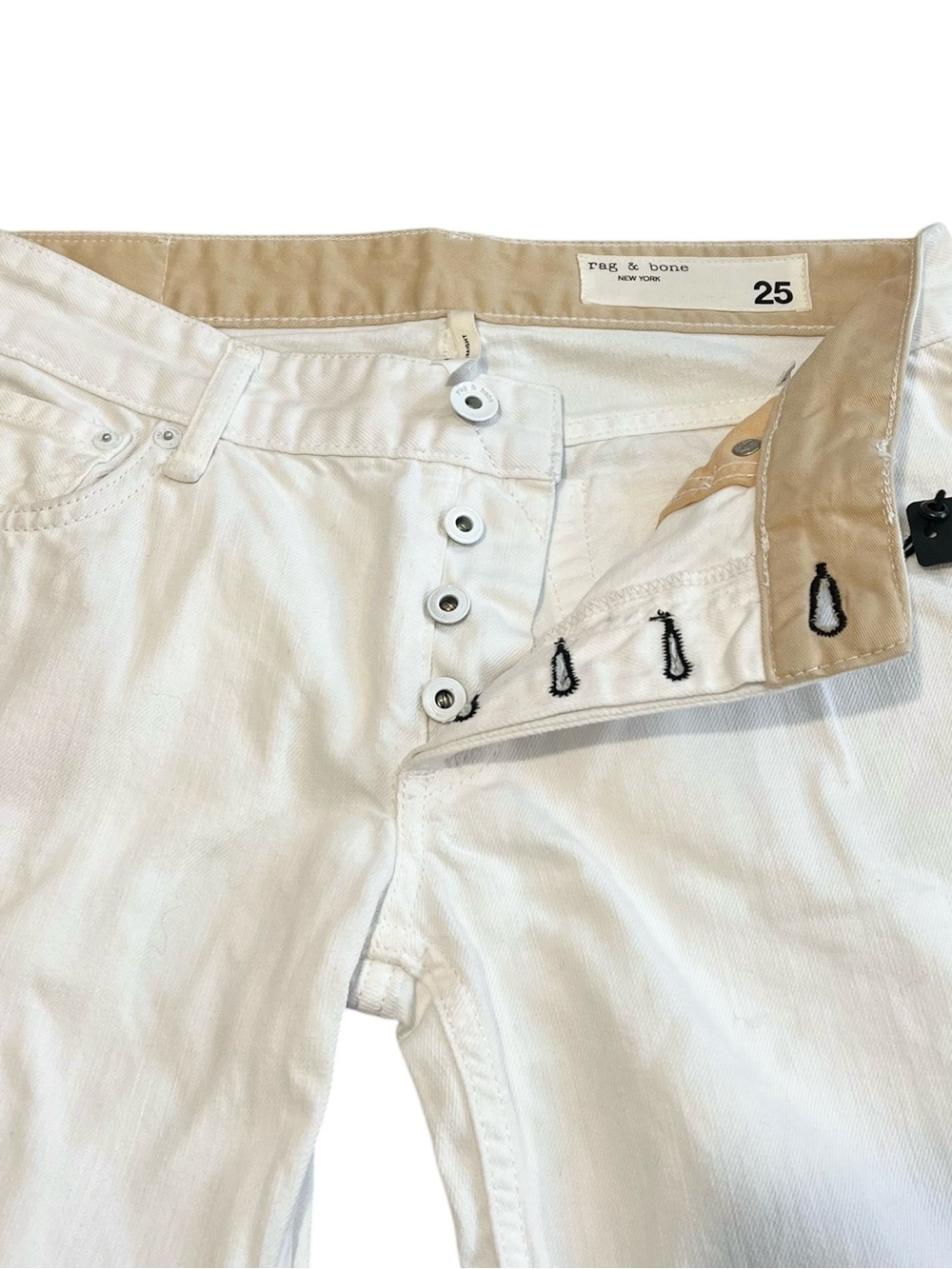 Rag & Bone New York Piper, Low-Rise Straight Leg, What/Tan Wash, Size 25 - Picture 3 of 16